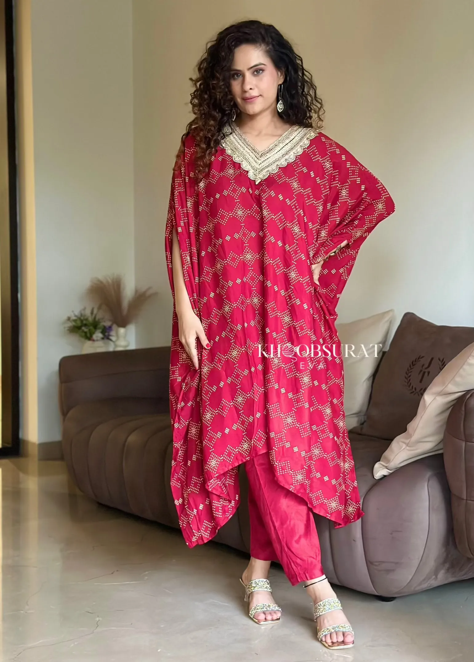 Indian Wedding Red Kaftan Set