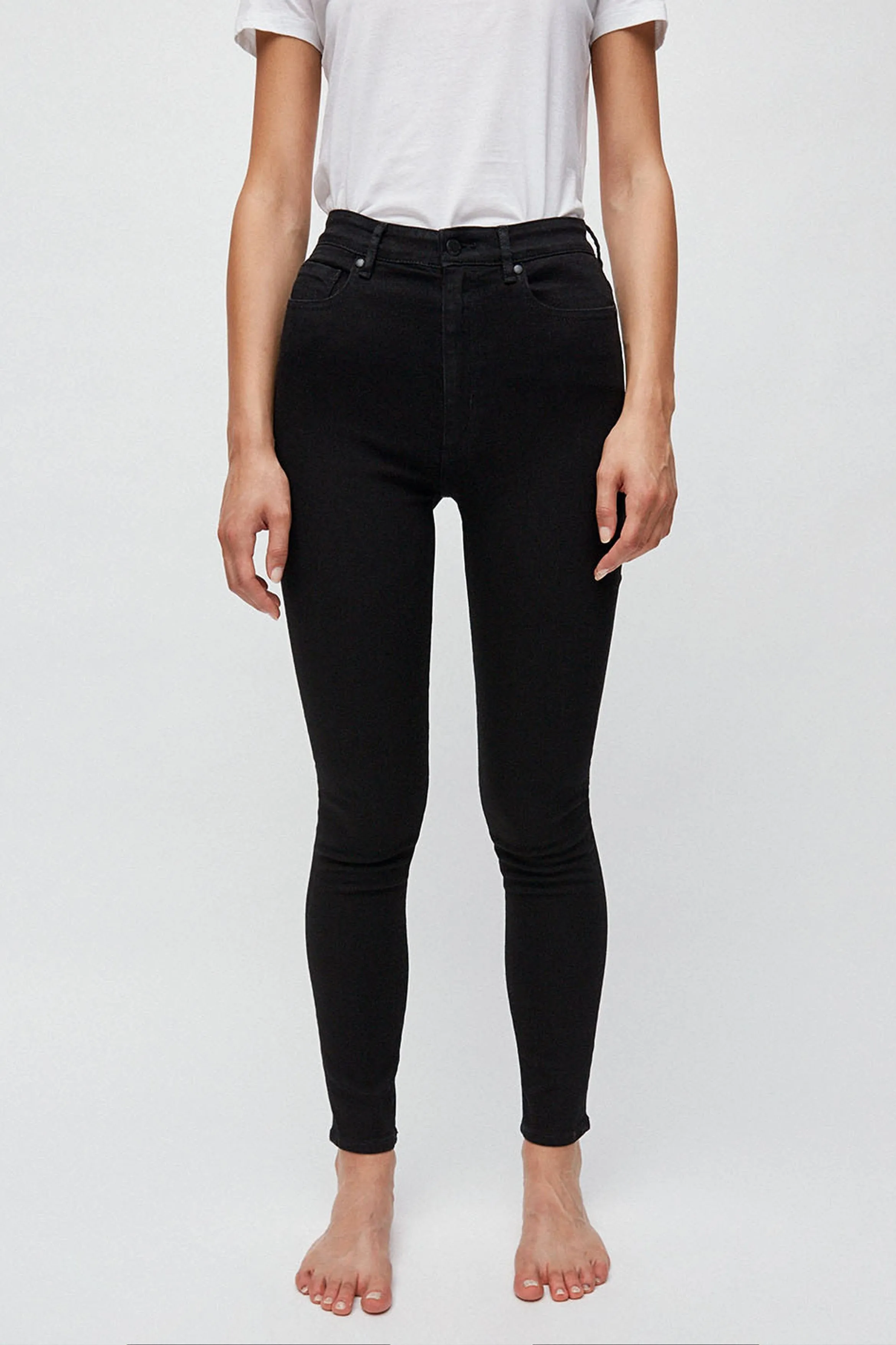 ingaa x stretch high waist skinny jeans black night