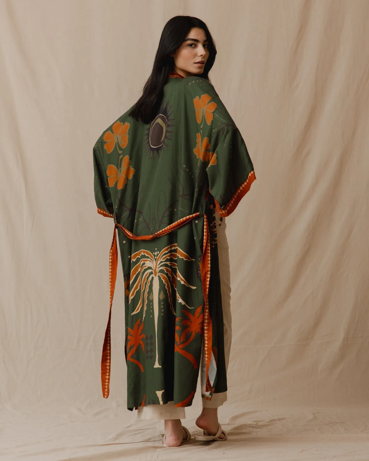 Island Dreams Kimono Olive