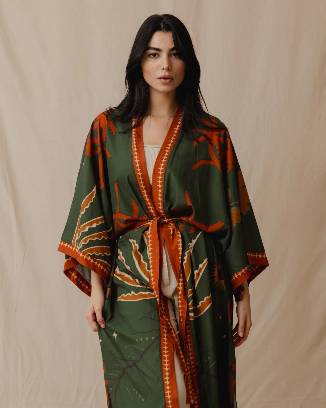 Island Dreams Kimono Olive