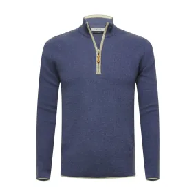 Jeans Grey Cashmere Zip Neck Sweater Verbier in pique stitch