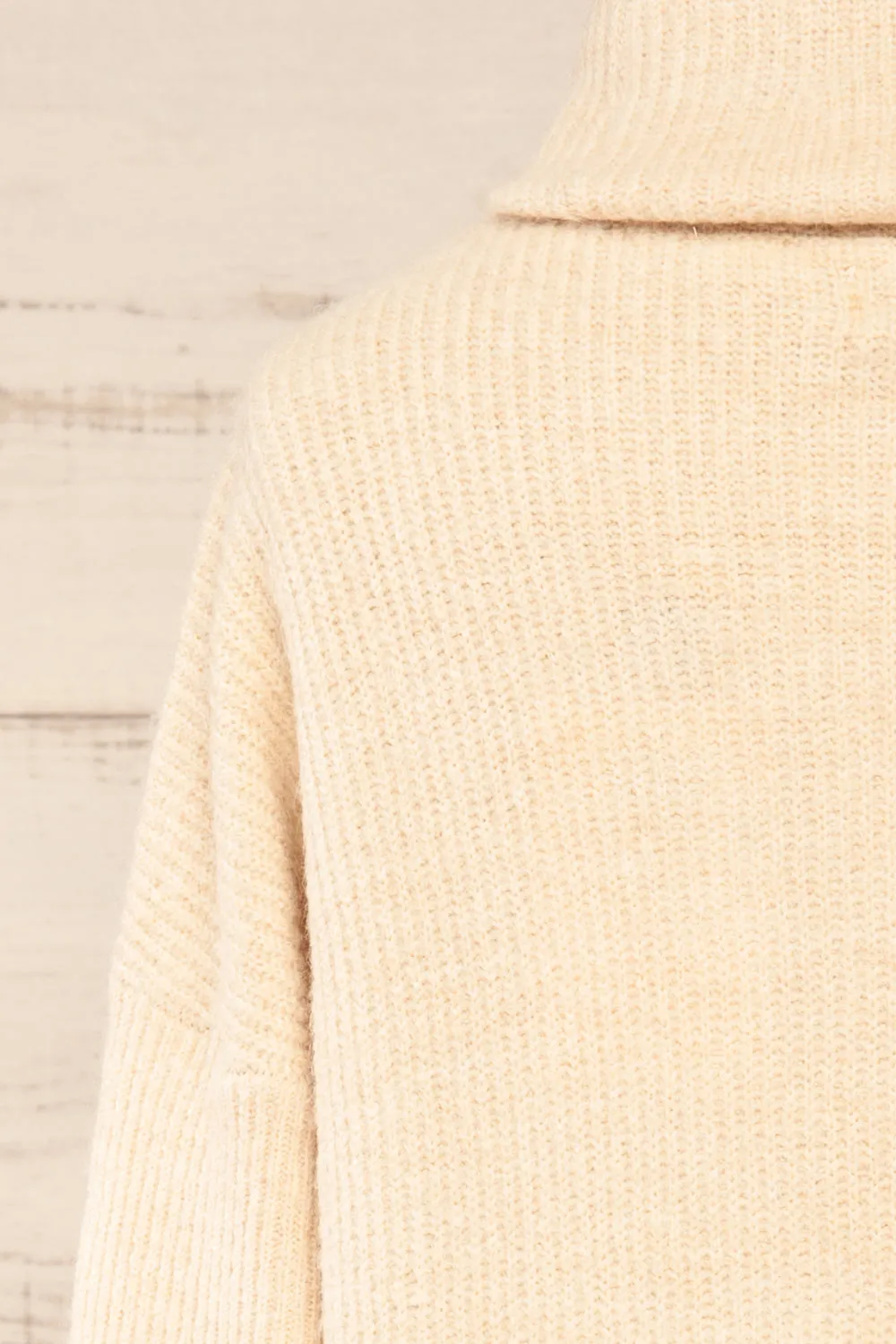 Koror Beige | Knit Turtleneck Sweater Dress