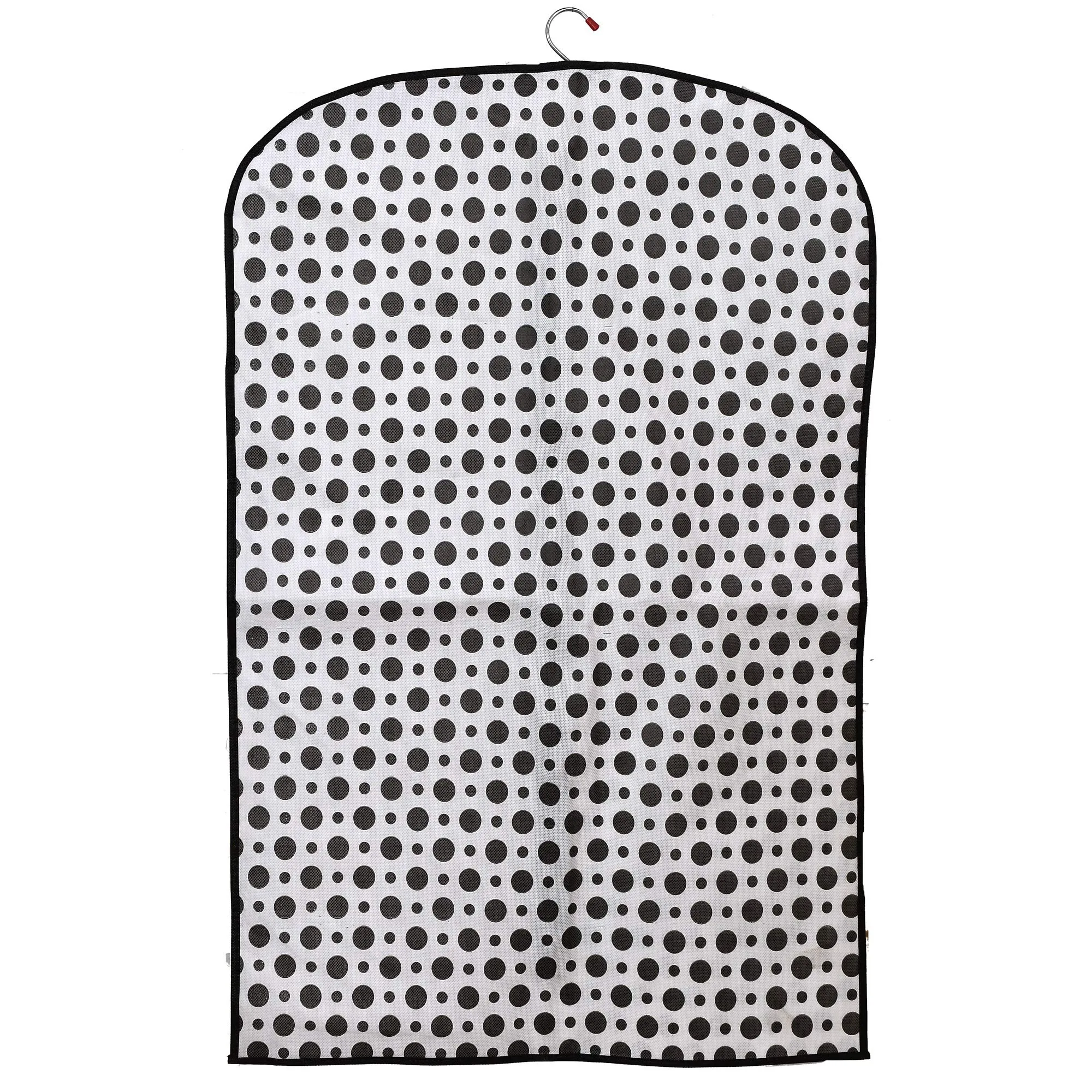 Kuber Industries Polka Dots Printed 9 Pieces Half Transparent Non Woven Men's Coat Blazer Cover (Black & White)-KUBMART880