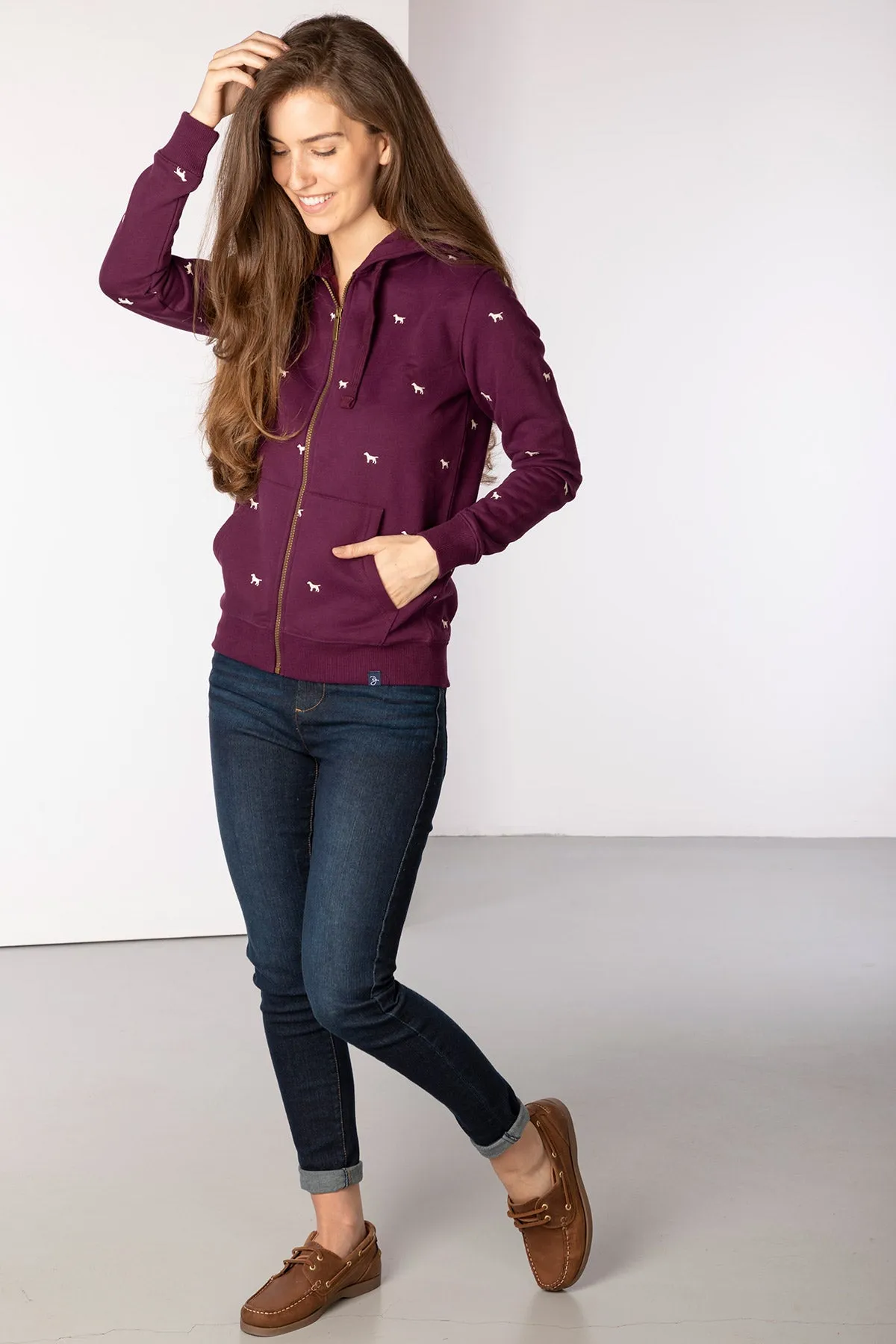 Ladies Embroidered Zip Up Hoodie - Emily