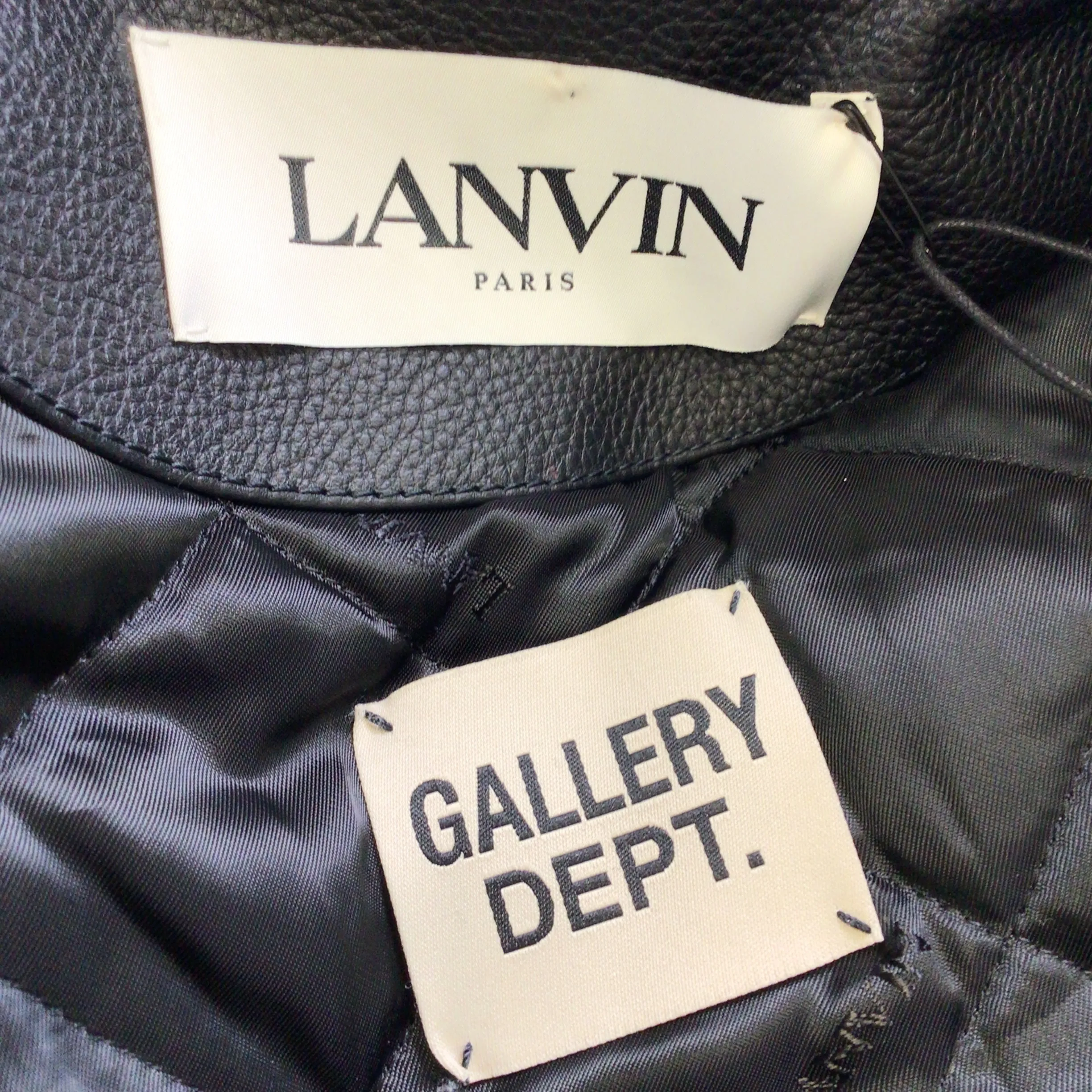 Lanvin x Gallery Dept. Black Studded Quilted Printed Leather Biker Jacket