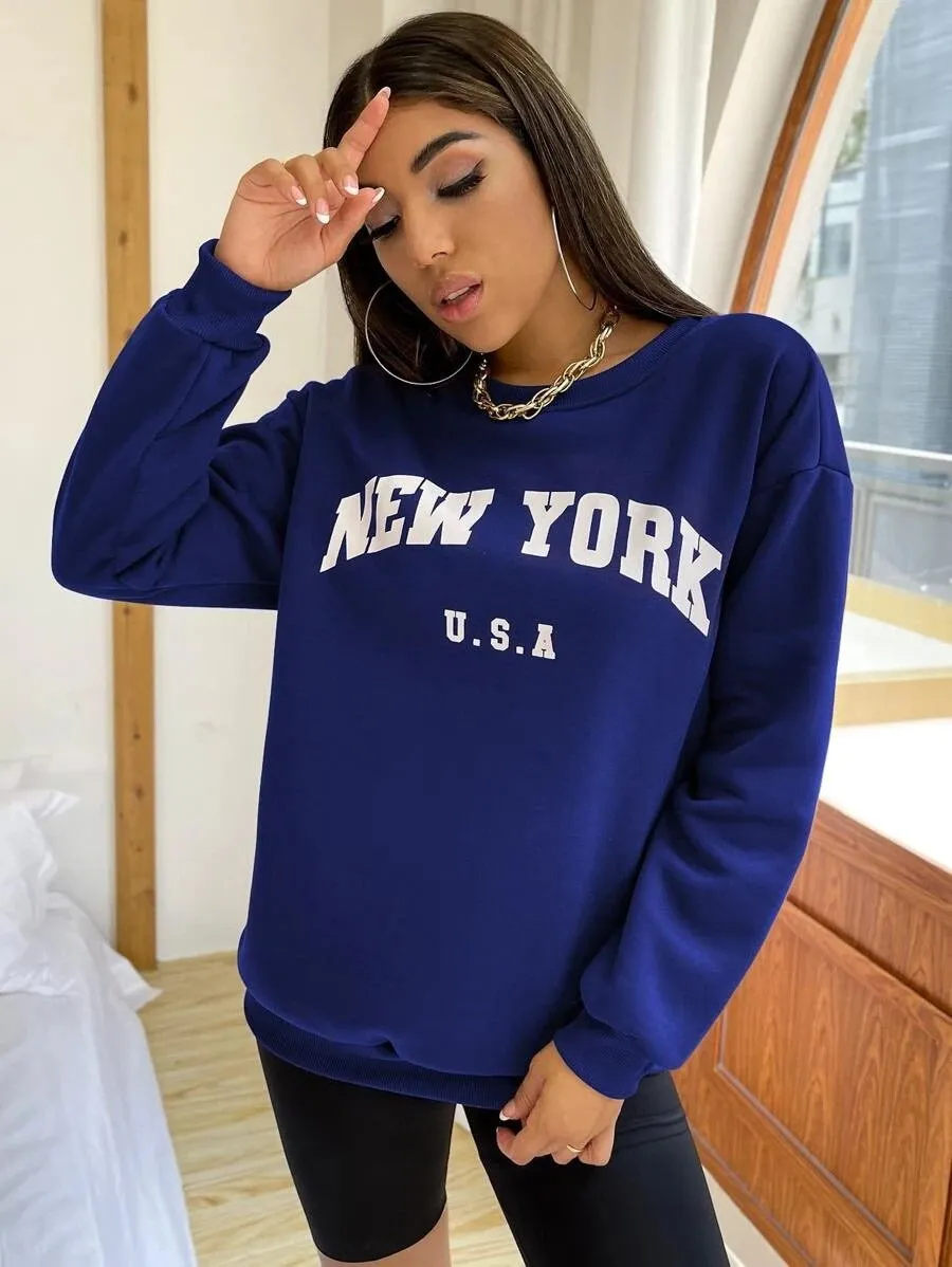 Leisure Women Letter Print Fall Hoodies