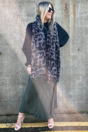 Leopard Scarf | Grey x Black