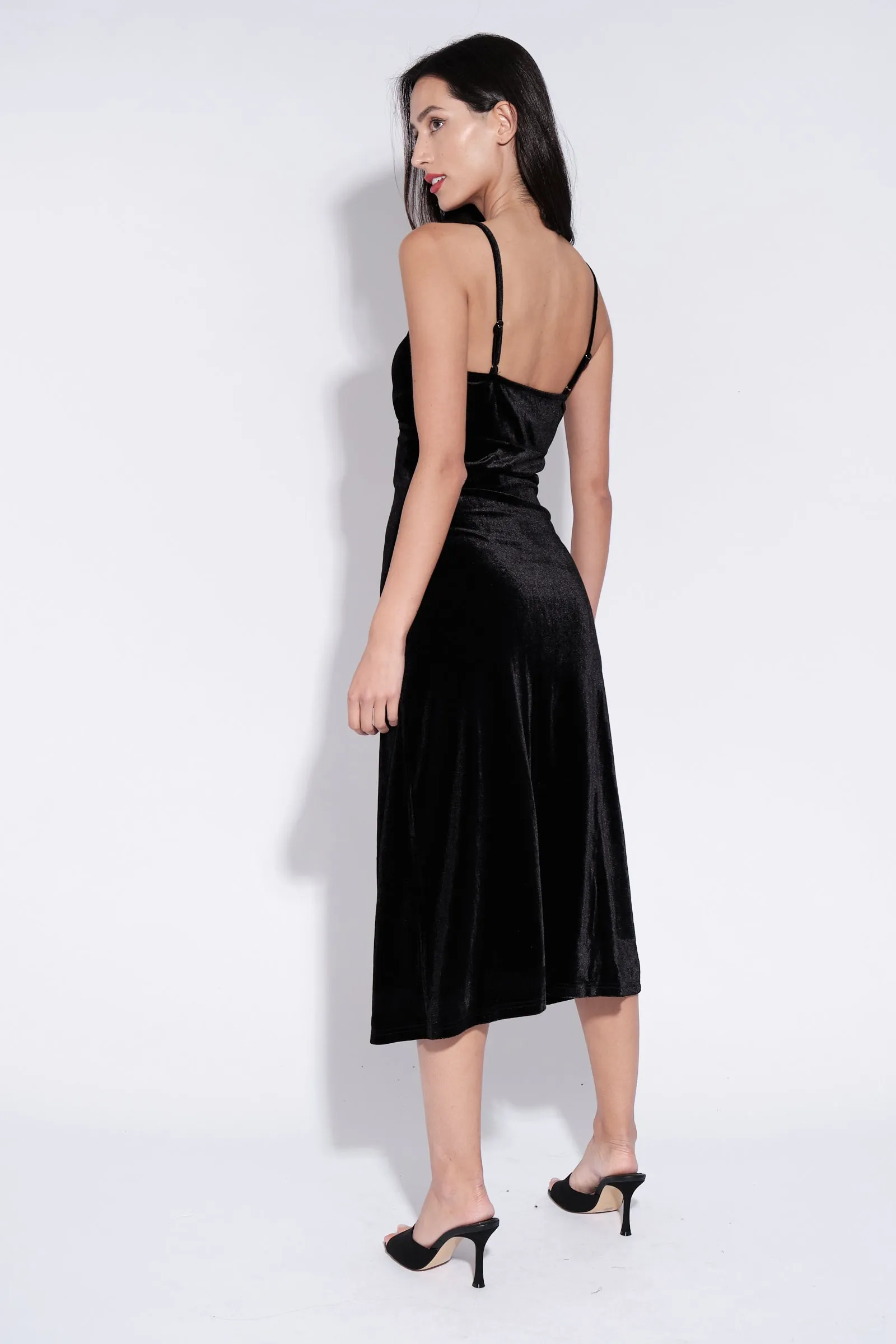 Lexa Velvet Slip Dress Black