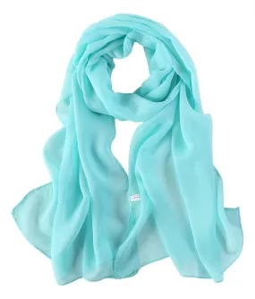 Long Chiffon Scarf Solid Blue Color CHL407