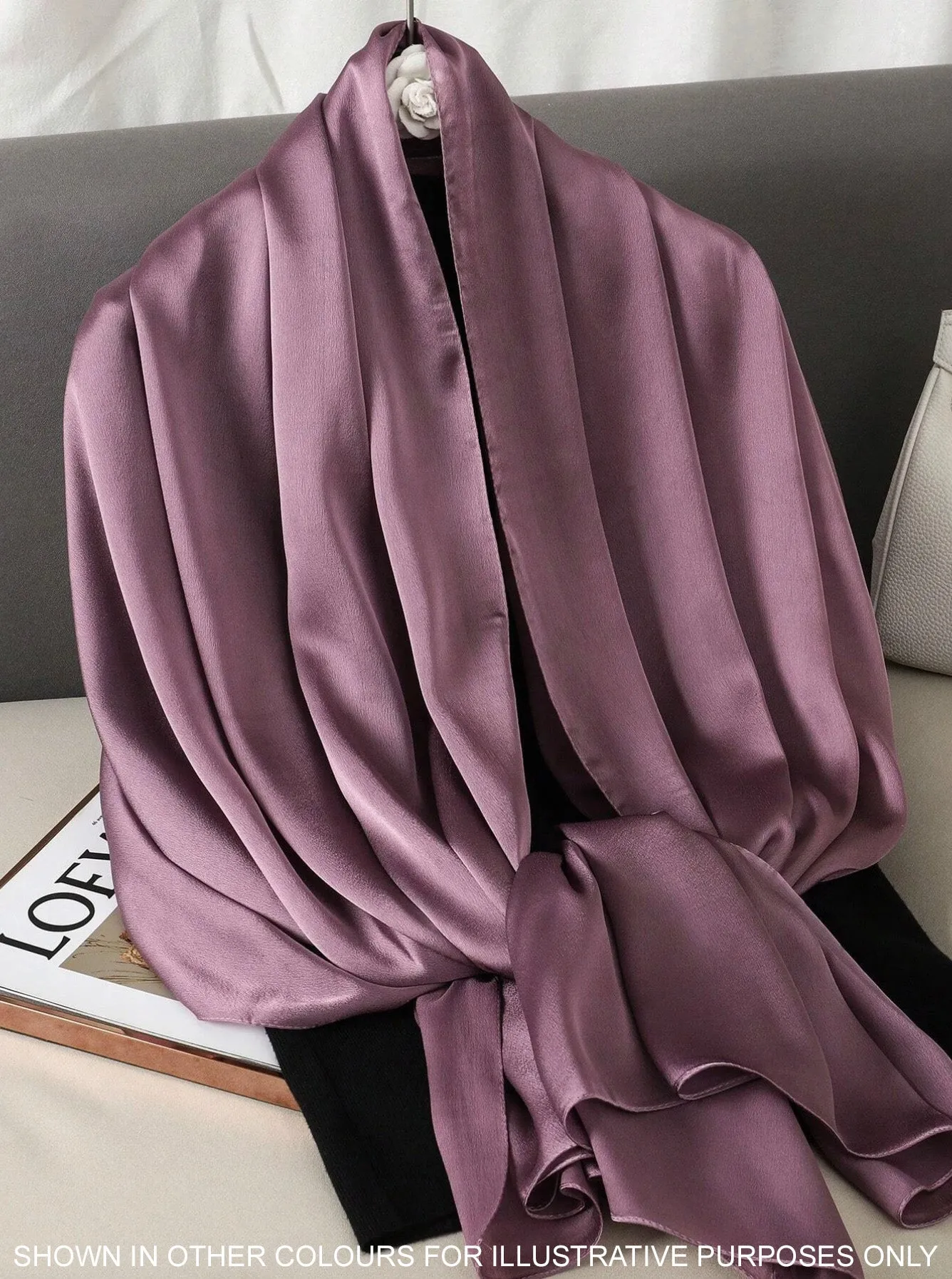 LONG PLAIN LIGHT PINK SATIN SCARF SHAWL WRAP