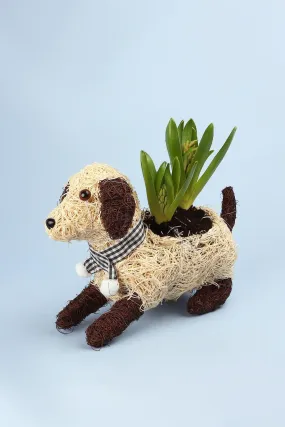 Lovely Sitting Fibre Dog Planter