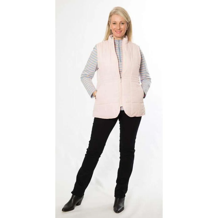 Mandarin Collar Quilted Vest - Blush