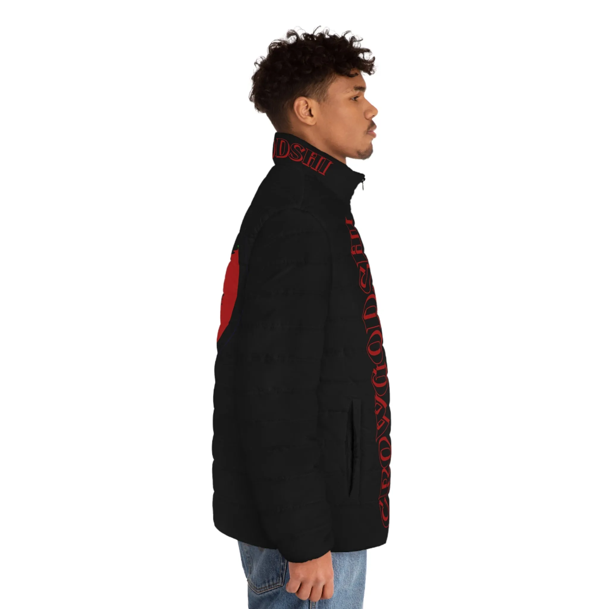 Men's 3rd GEN Puffer Jacket, BLACK W/ BURGUNDY LOGO