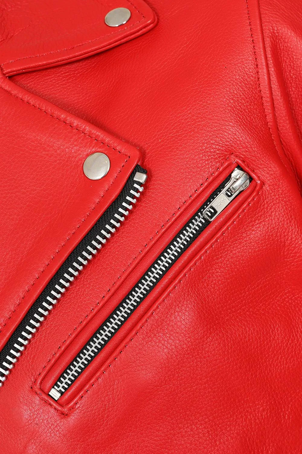 Men's Genuine Red Classic Leather Biker Jacket - 'FONZY'