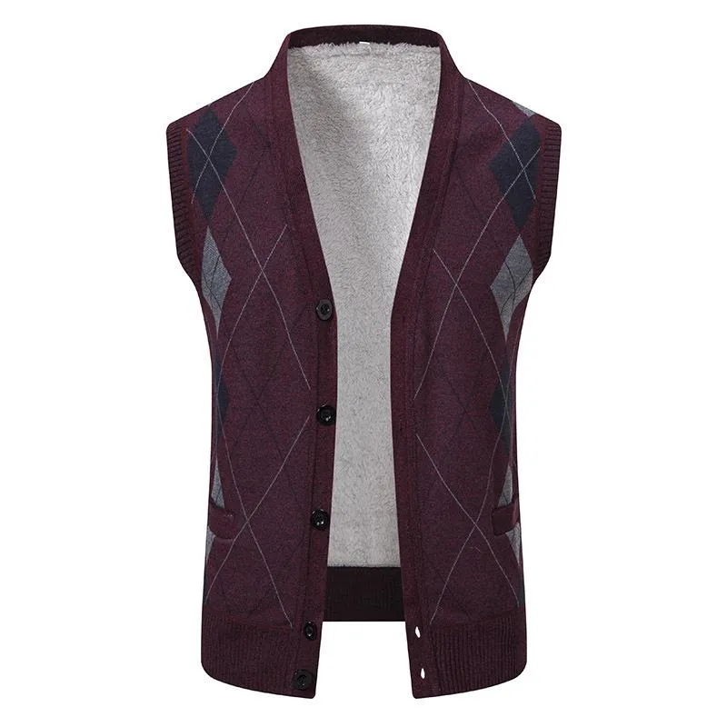 Men's Sleeveless Fleece Loose Casual Sweater Vest 95490052L