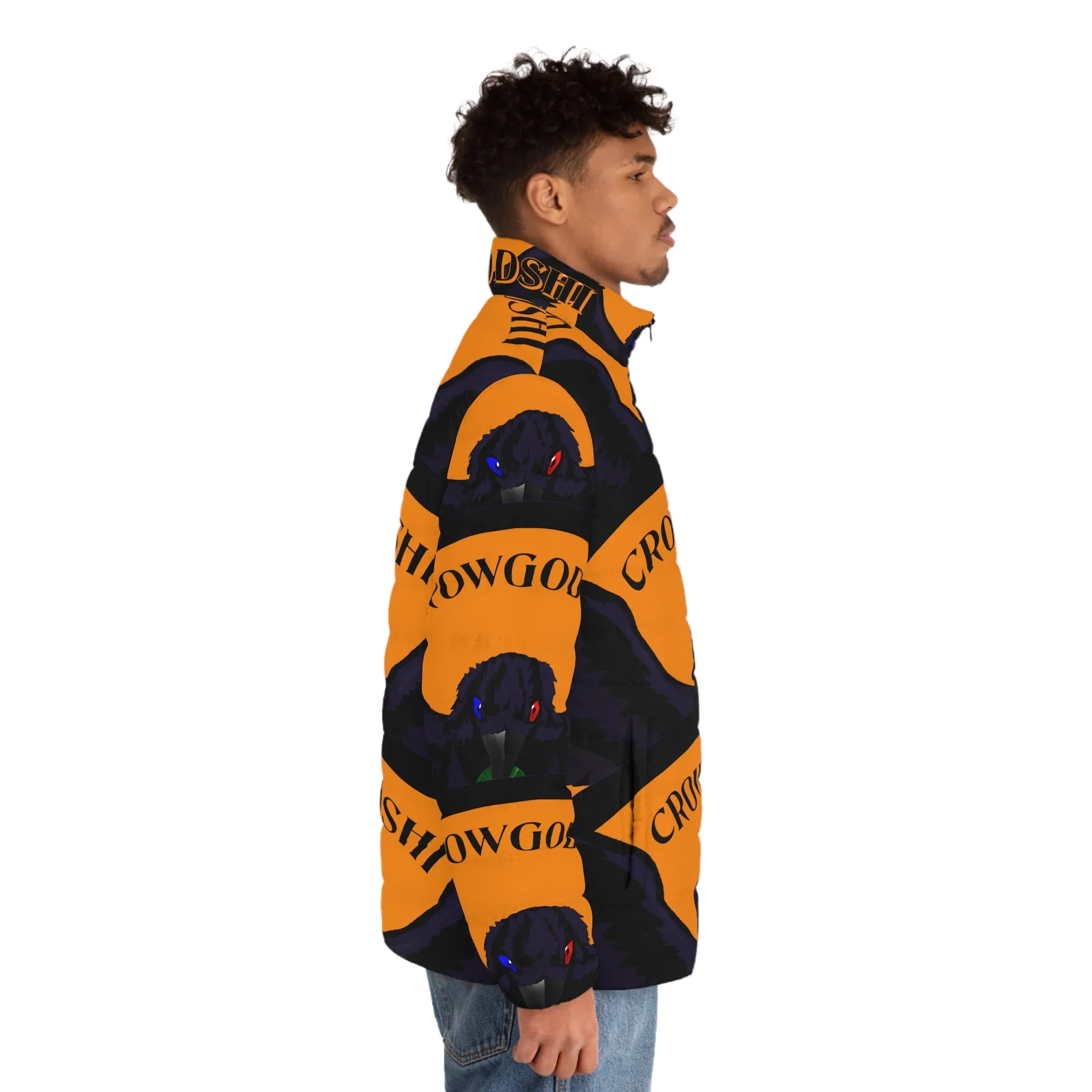 Men's Special Edition Crowgodshi Puffer Jacket, ORANGE LOGO