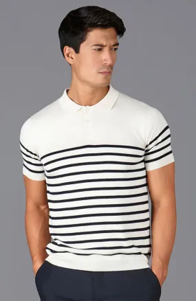 Mens Ultra Fine Cotton Breton Short Sleeve Polo Shirt