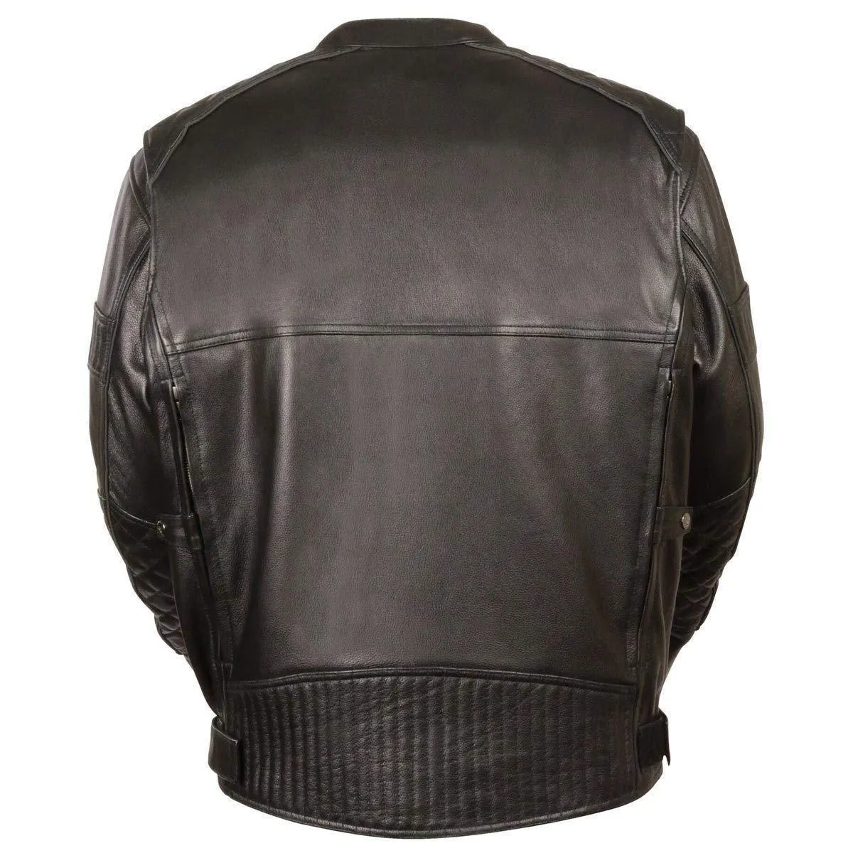 Milwaukee Leather MLM1545  Men's Quilted Pattern Triple Vent Black Leather Scooter Jacket with Gun Pockets