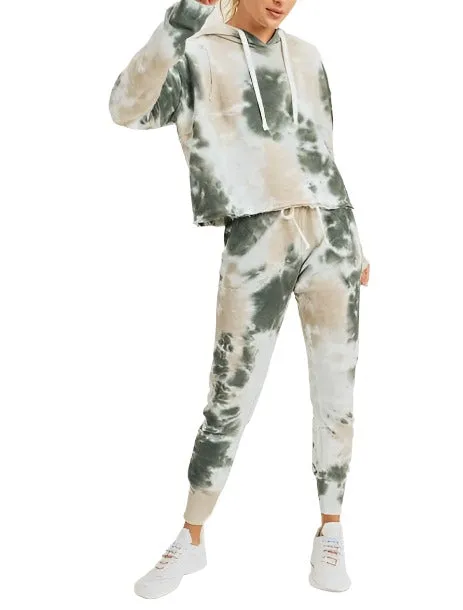 Mono B Tie Dye Jacquard Cropped Hoodie KT11687