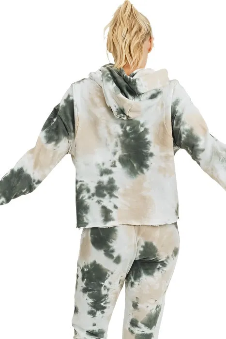 Mono B Tie Dye Jacquard Cropped Hoodie KT11687