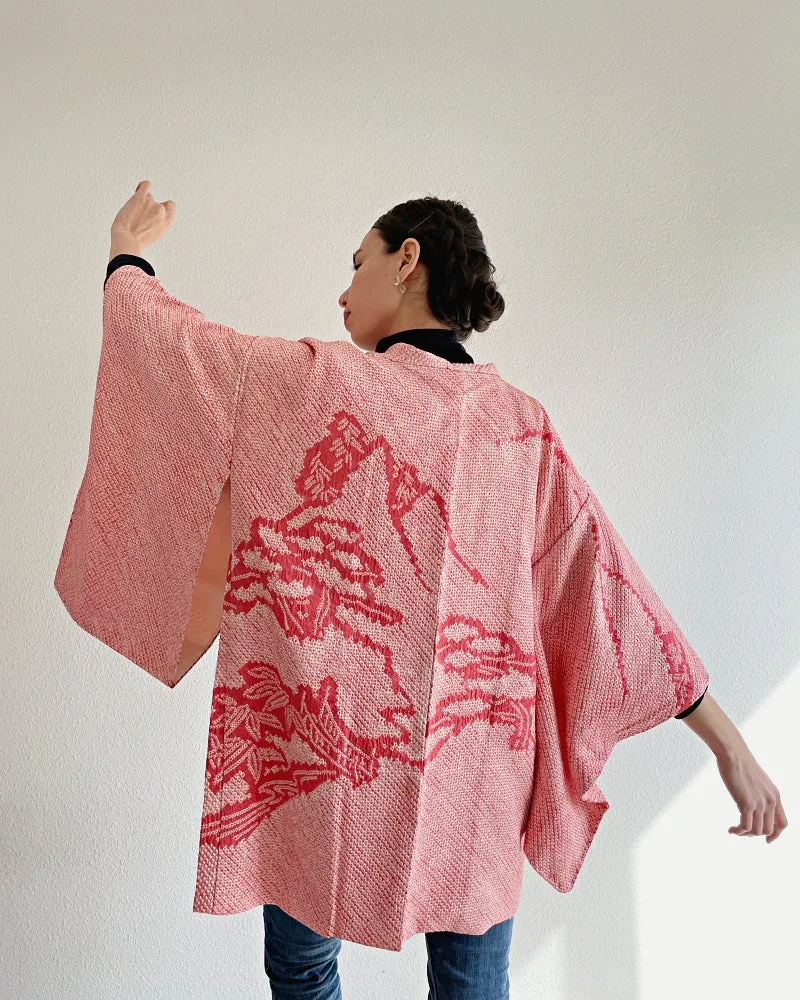 Mountain And Pine Shibori Haori Kimono Jacket