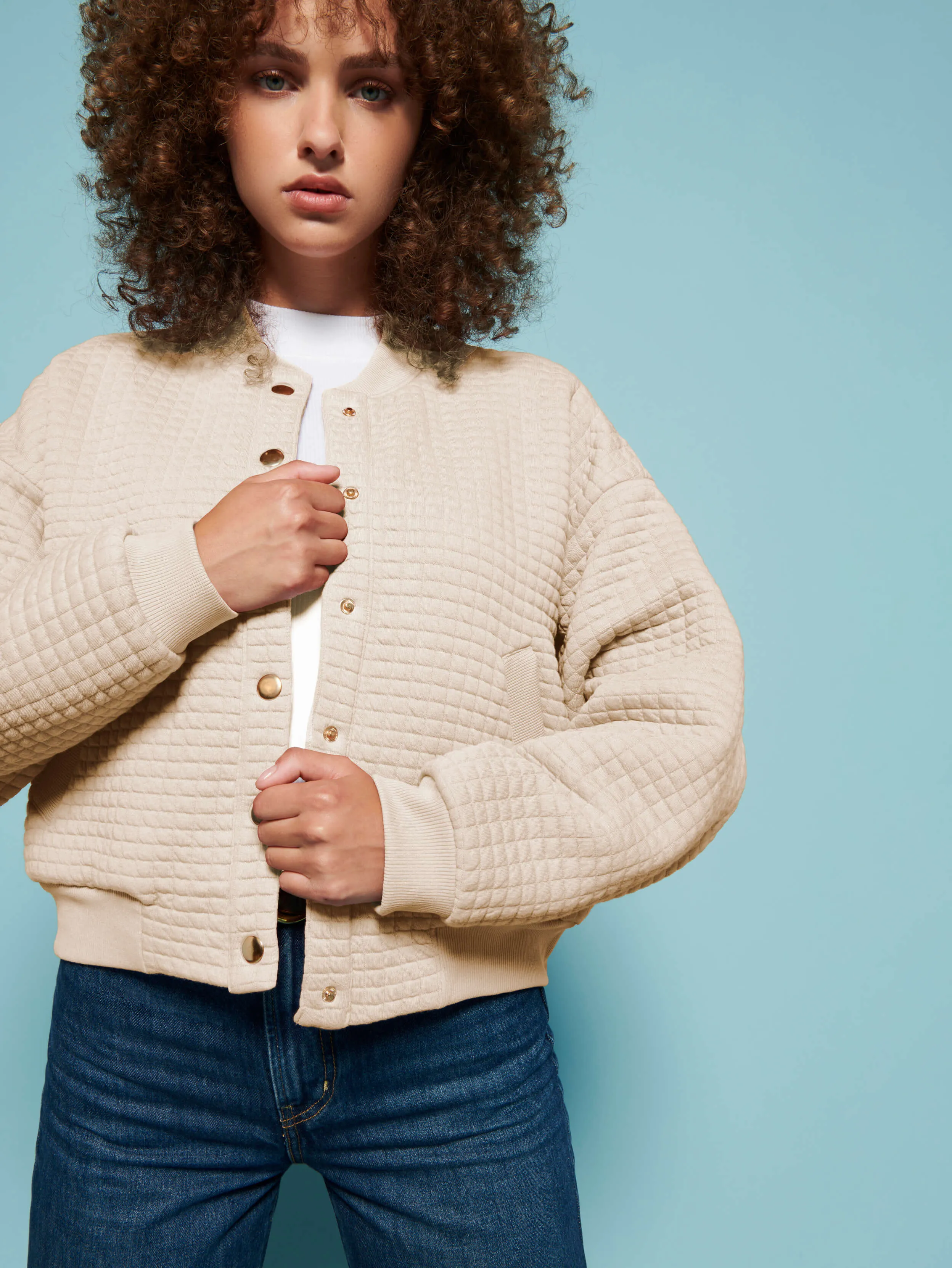 Nation LTD - Logan Oversized Bomber - White Chocolate