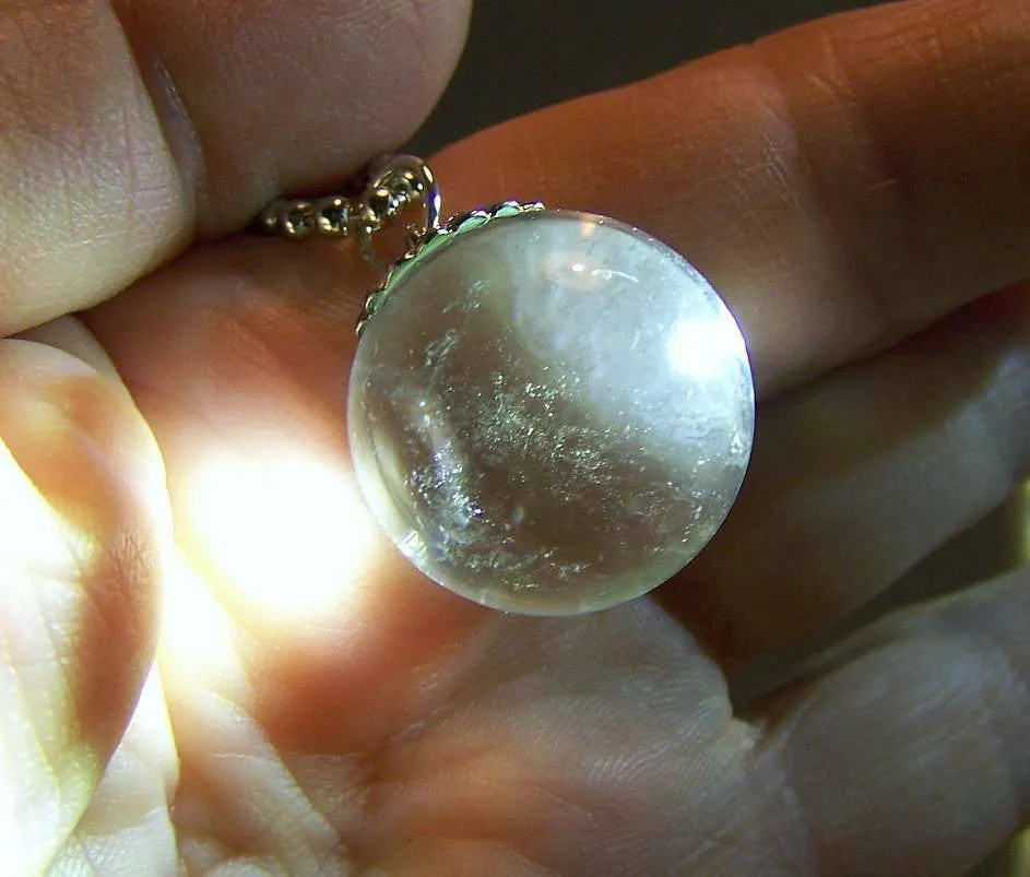 Natural Quartz Crystal Ball Jewelry Pendant Necklace