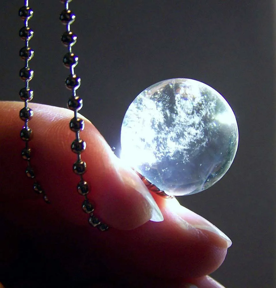 Natural Quartz Crystal Ball Jewelry Pendant Necklace