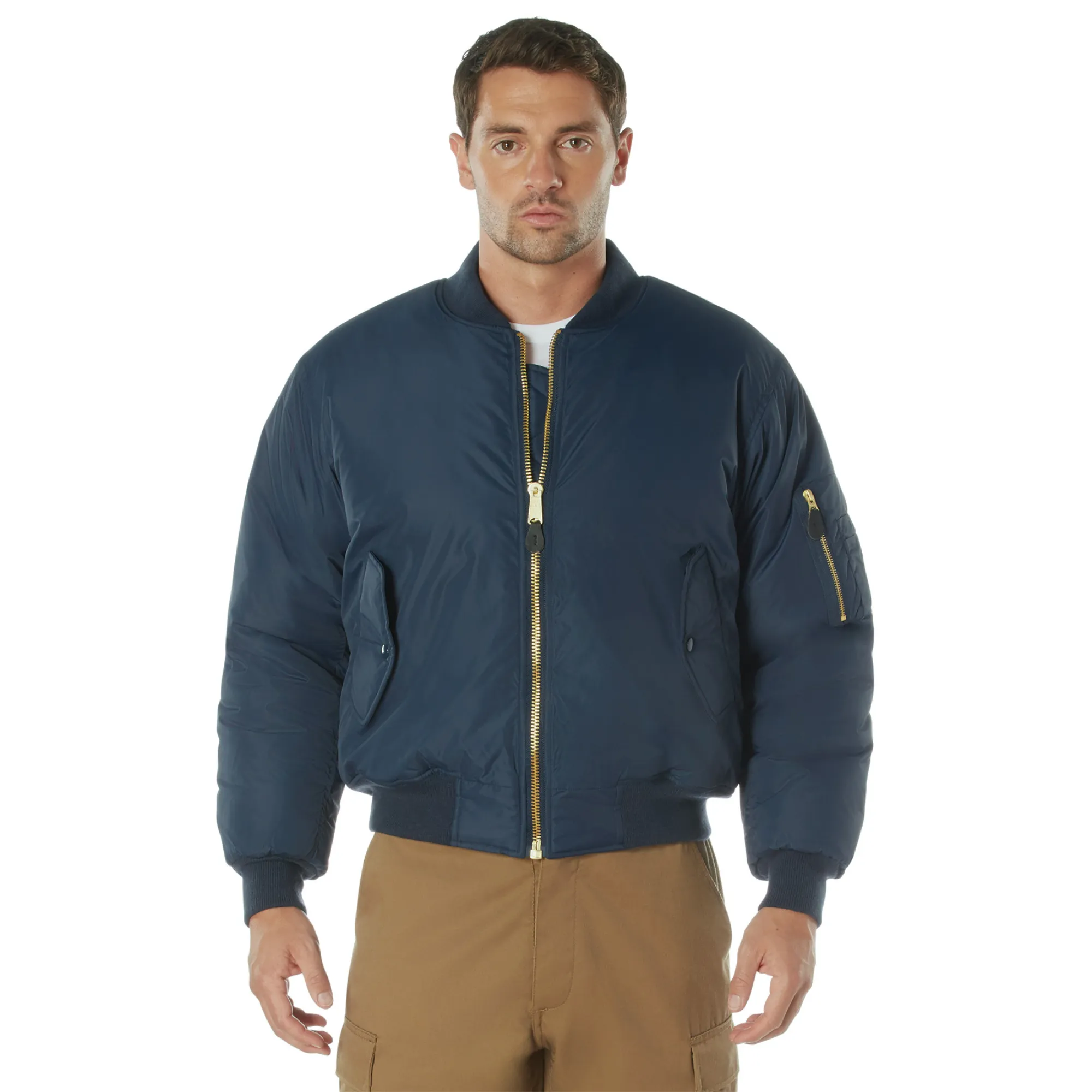 Navy Blue Enhanced Nylon MA-1 Flight Jacket