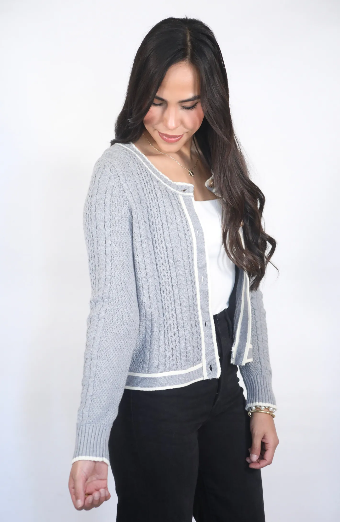 Need A Retreat Grey Knit Cardigan Sweater