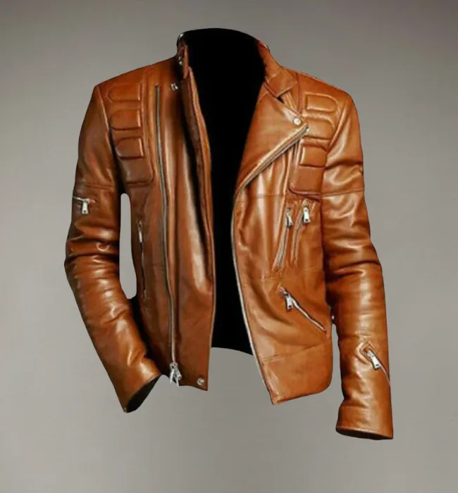 New Brown Vintage Leather Biker Stylish Jacket For Men