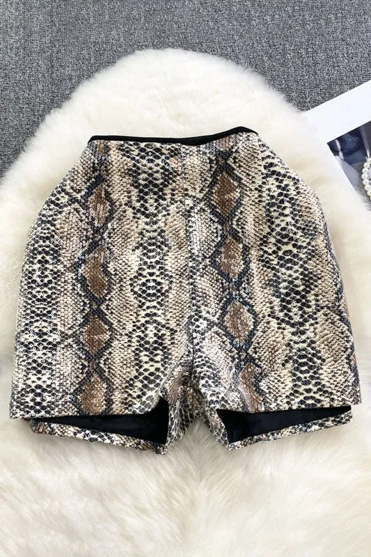 NEW!! High Waisted Snakeskin Sequin Shorts