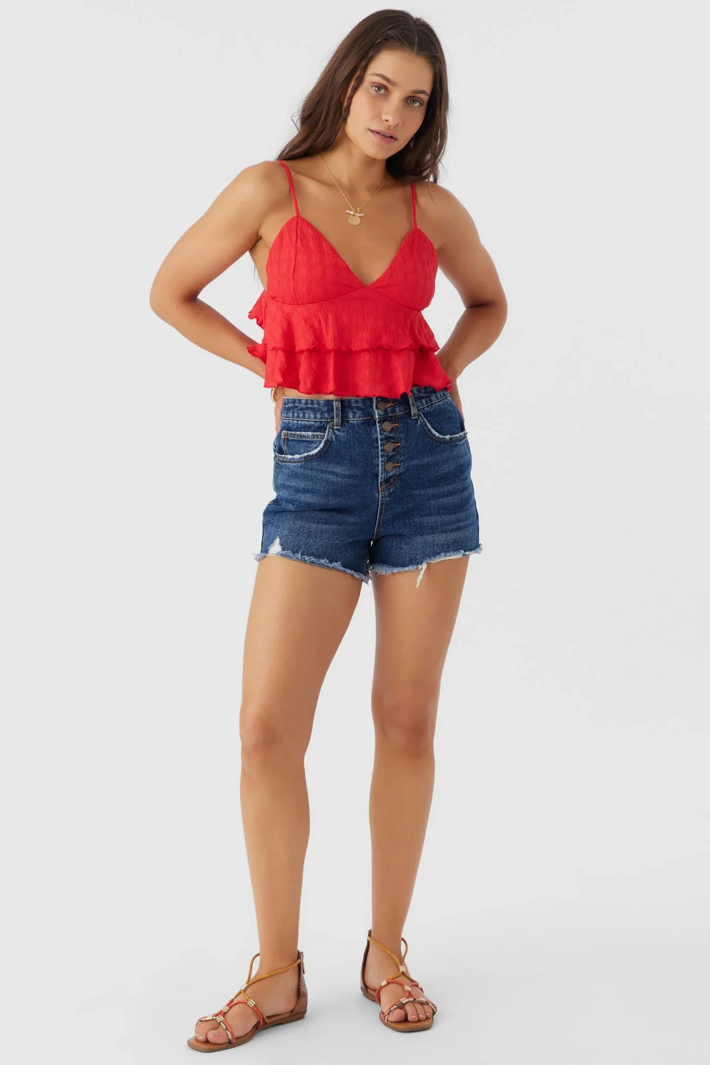 O'Neill Chloey Textured Knit Tiered Tank Top