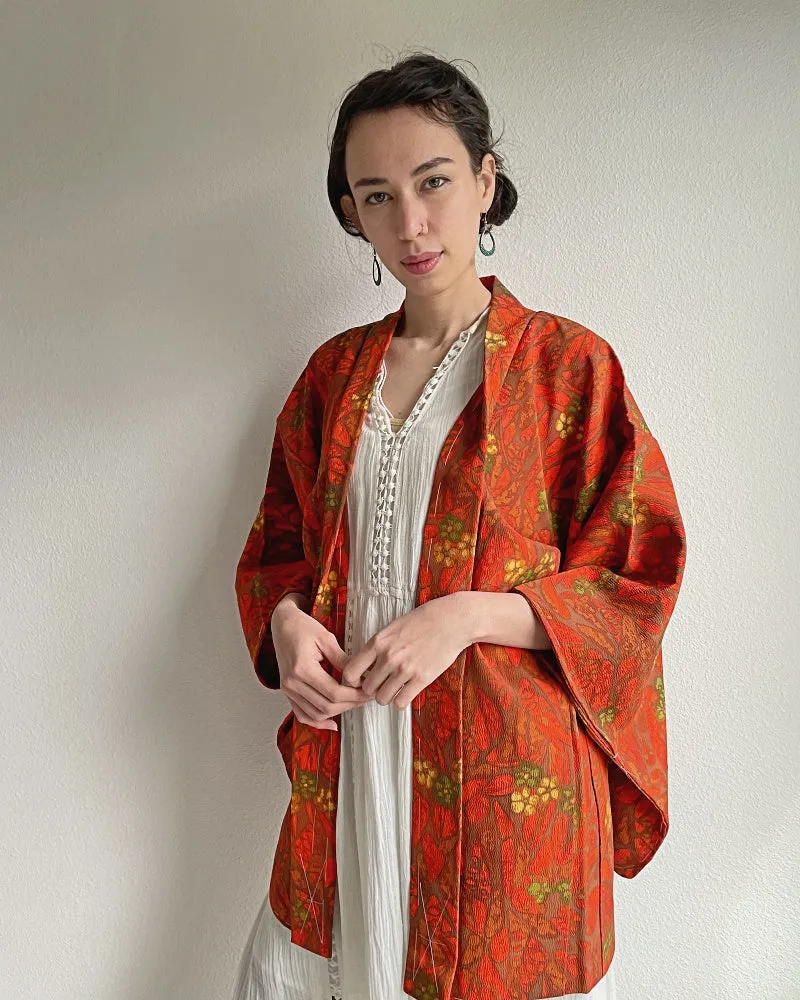 Orange Leaves Haori Kimono Jacket Haori