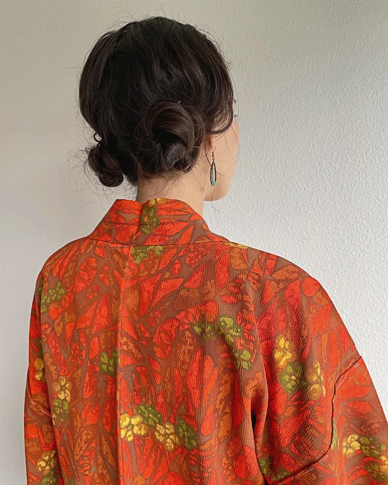 Orange Leaves Haori Kimono Jacket Haori