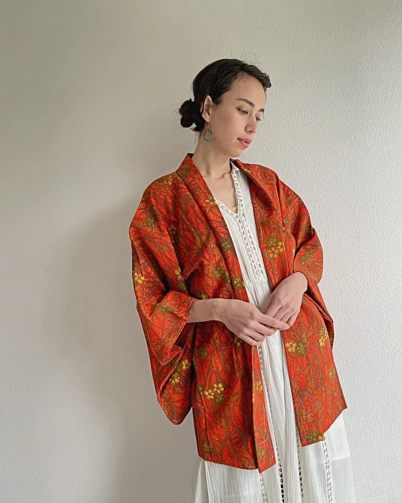 Orange Leaves Haori Kimono Jacket Haori