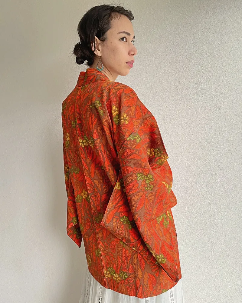 Orange Leaves Haori Kimono Jacket Haori