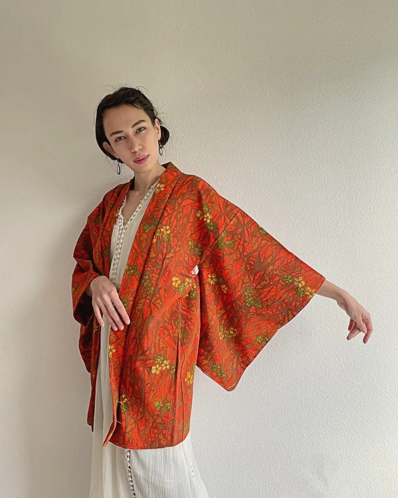 Orange Leaves Haori Kimono Jacket Haori