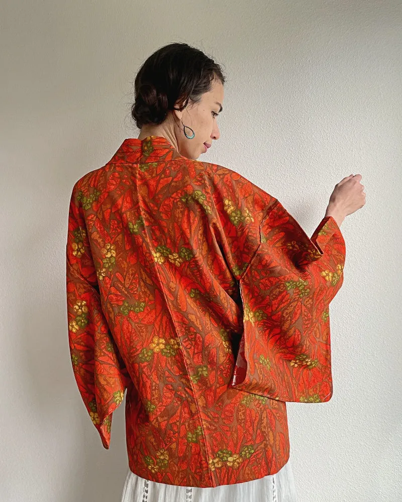 Orange Leaves Haori Kimono Jacket Haori