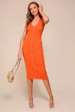 Orange Sweater Midi Night Out Dress