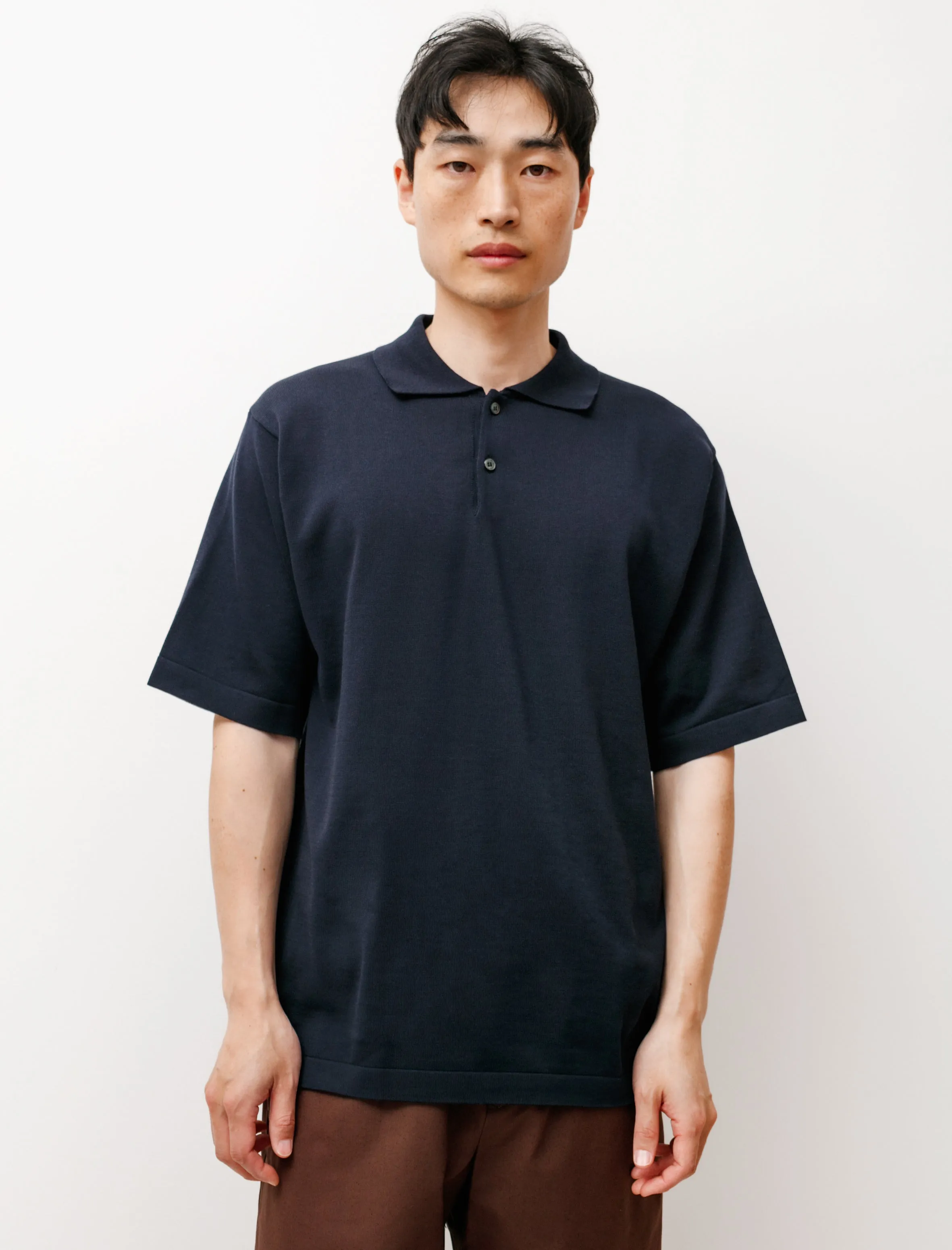 Organic Cotton Polo Sweater Navy