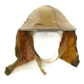 Original British WWII 1944 Brodie MkII Helmet Snow Camouflage with 1942 Gas Cape