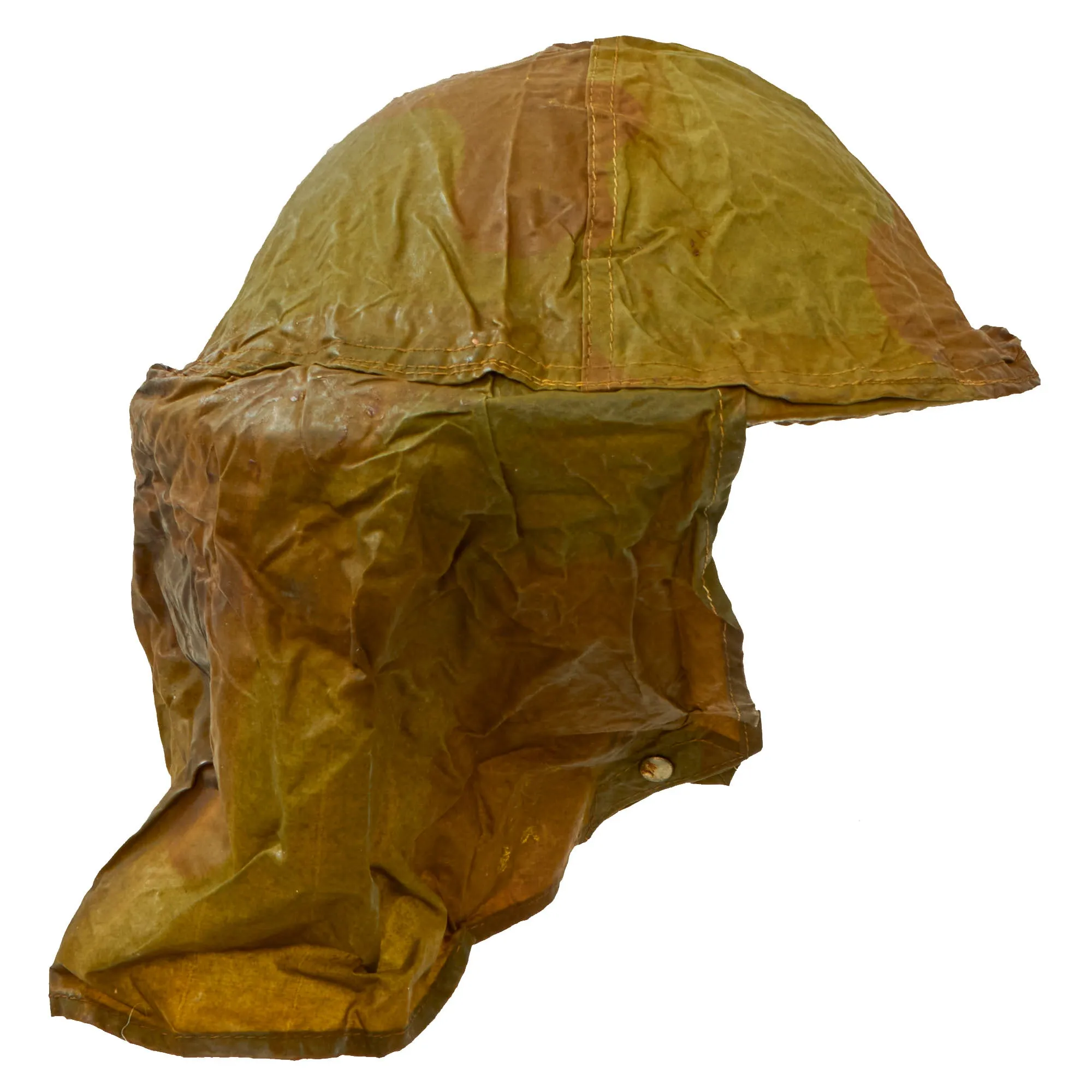 Original Canadian WWII 1943 Brodie MkII Helmet with Extremely Scarce 1942 Camouflage Gas Cape - Size 7⅛