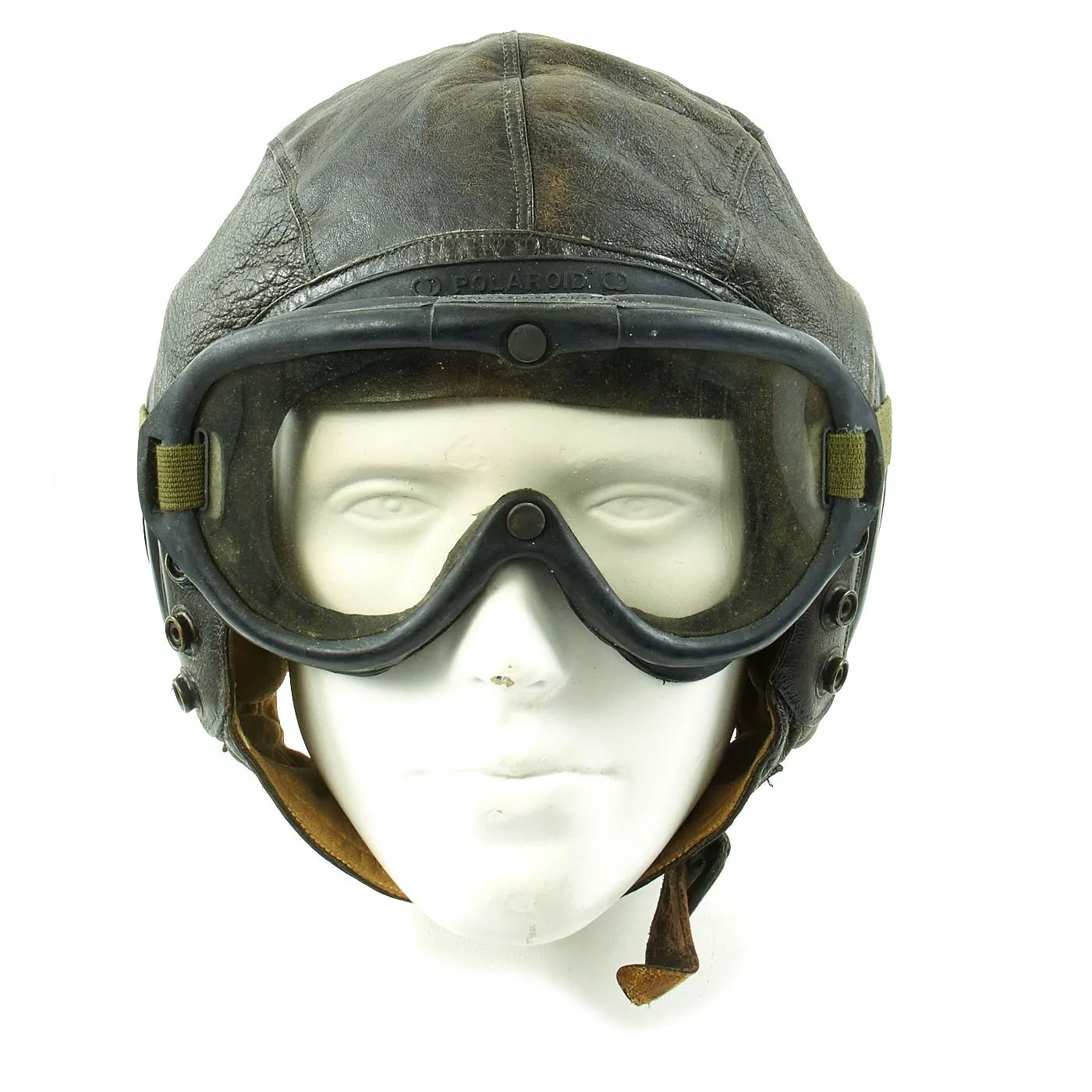 Original U.S. WWII Army Air Forces Aviator A-11 Flight Helmet with K-14 Earphones and M-1944 Goggles in Case