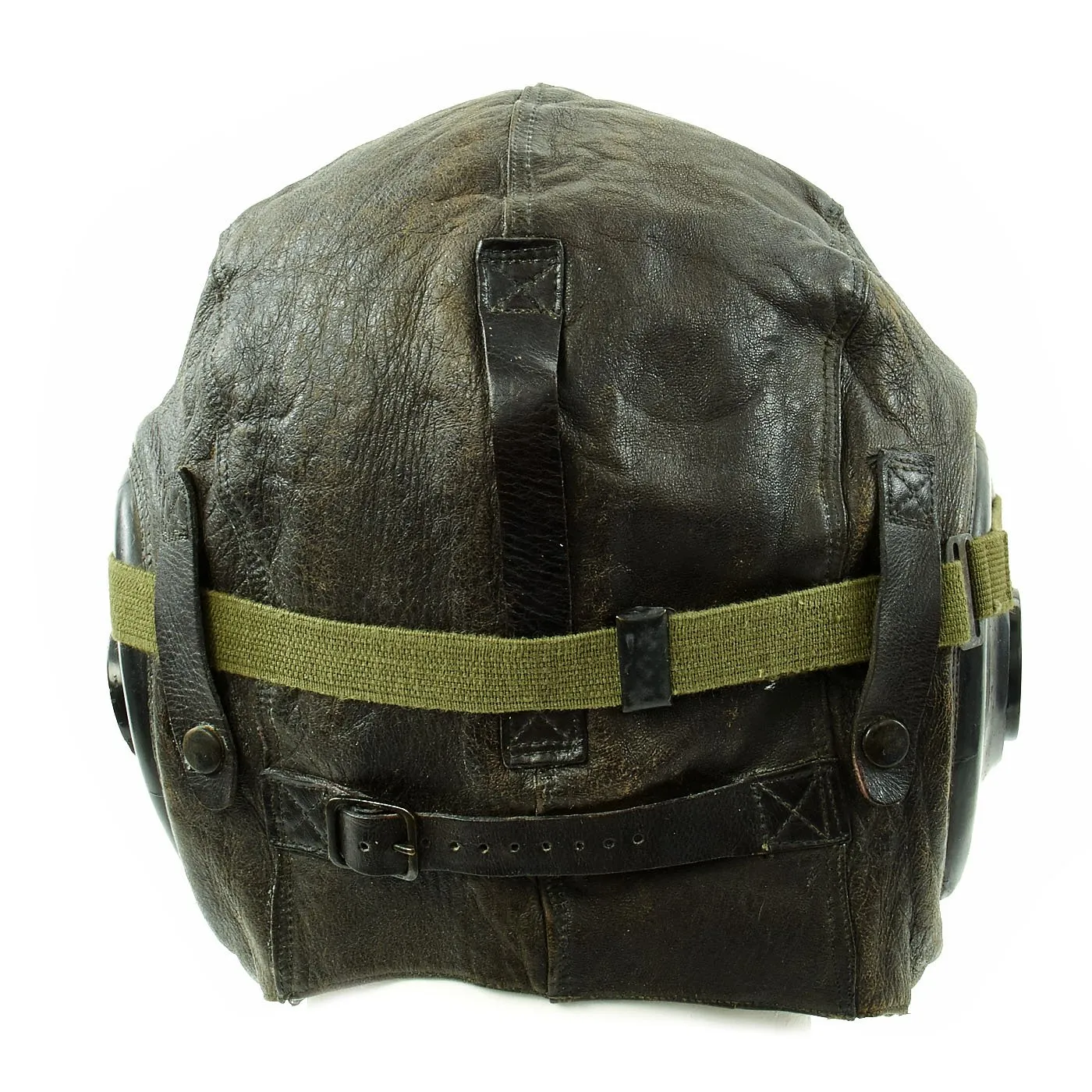 Original U.S. WWII Army Air Forces Aviator A-11 Flight Helmet with K-14 Earphones and M-1944 Goggles in Case