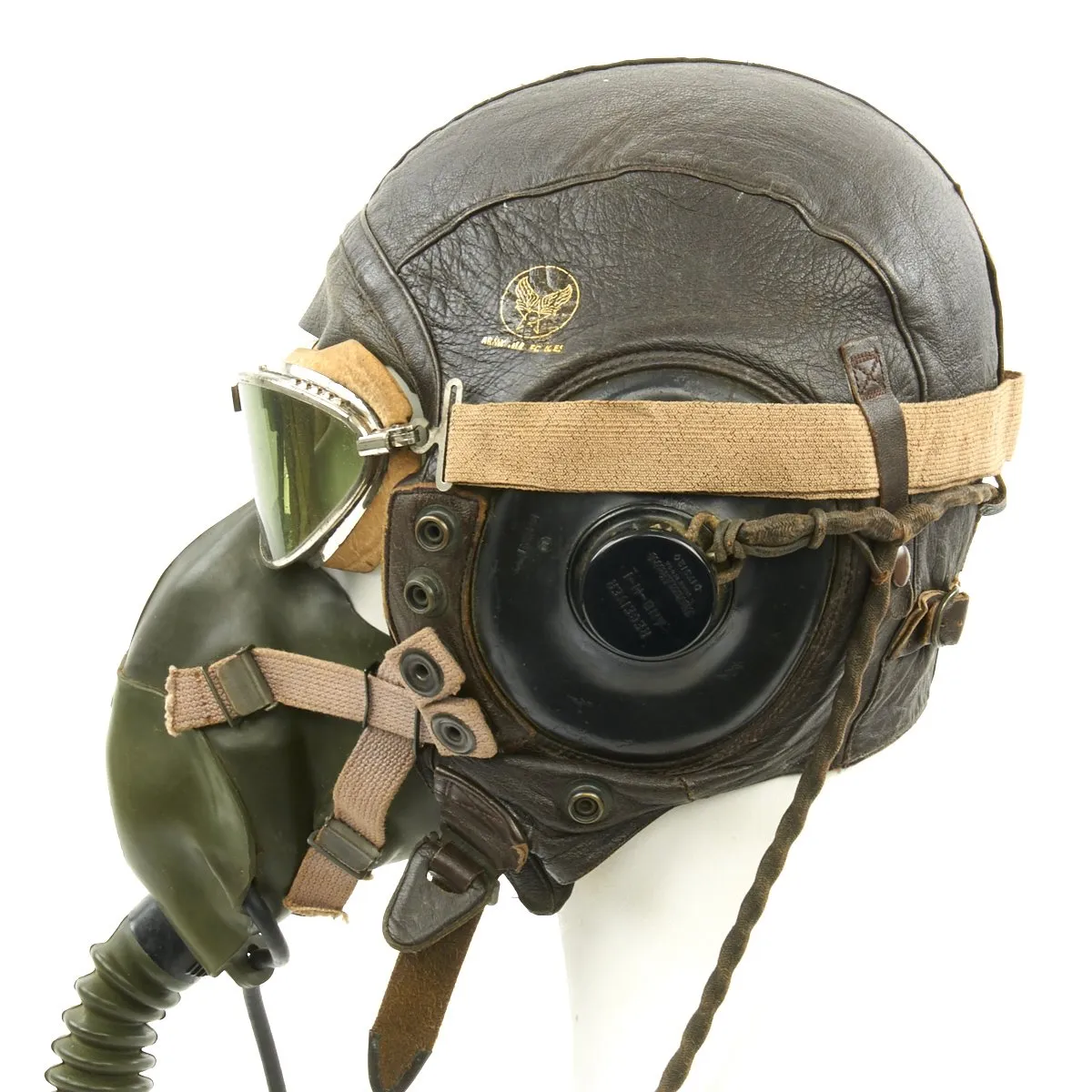 Original U.S. WWII Army Air Forces Aviator Flight Helmet Set - Aviator Goggles, A-10A Mask, A-11 Helmet