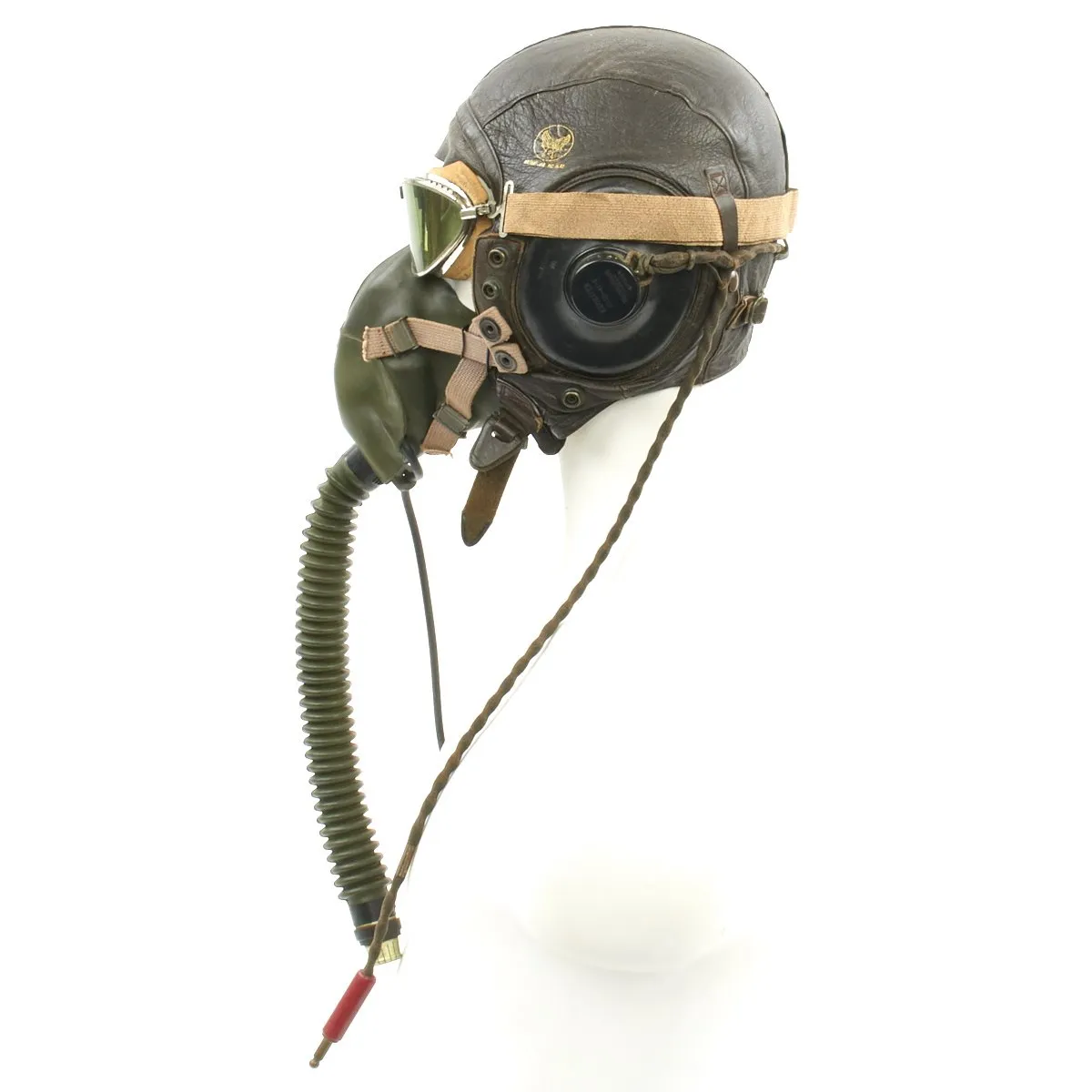 Original U.S. WWII Army Air Forces Aviator Flight Helmet Set - Aviator Goggles, A-10A Mask, A-11 Helmet