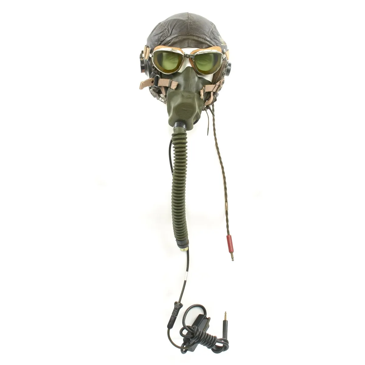 Original U.S. WWII Army Air Forces Aviator Flight Helmet Set - Aviator Goggles, A-10A Mask, A-11 Helmet