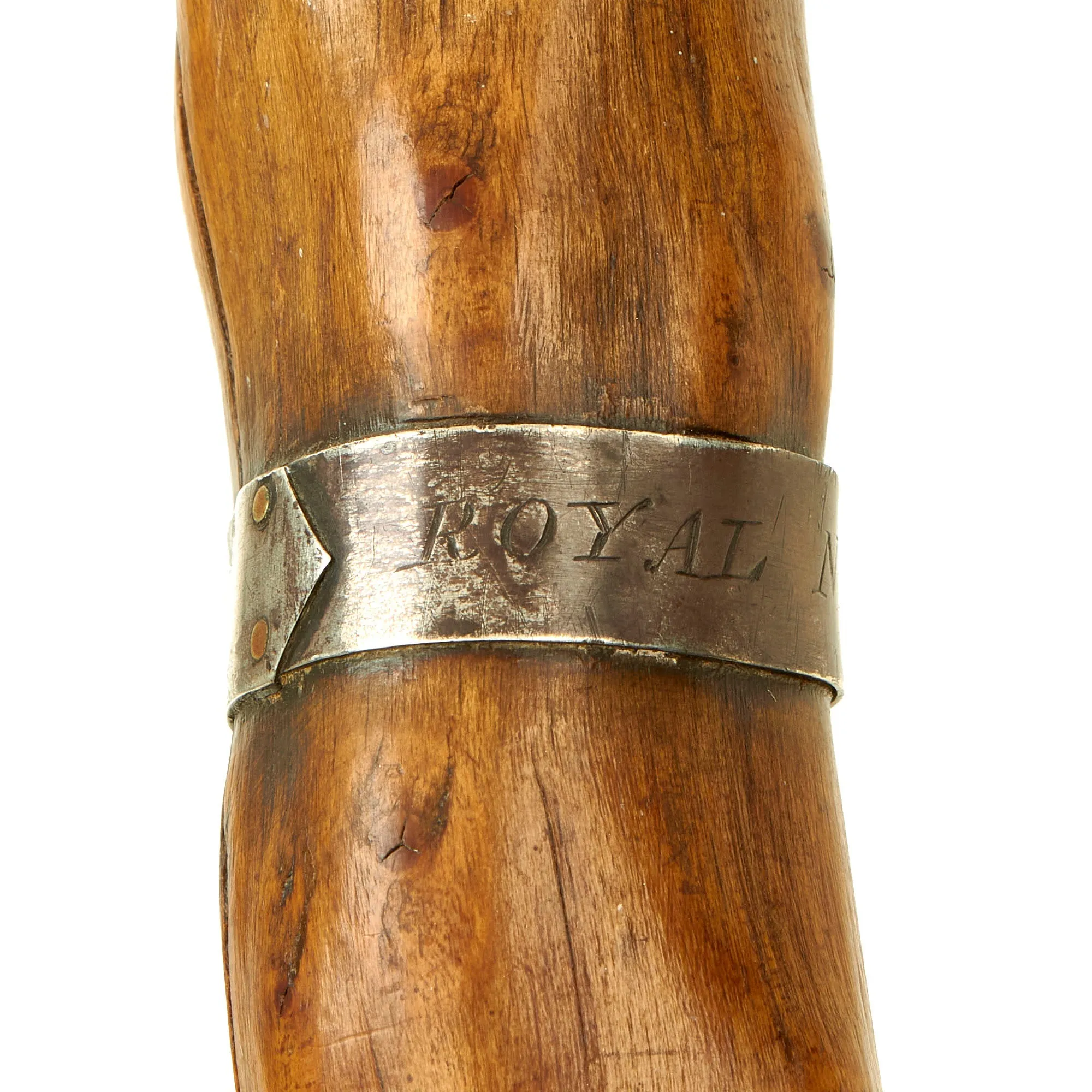 Original Victorian Era Royal Navy Named Silver Mounted Walking Swagger Stick of Admiral Sir William Robert Kennedy, Commander-in-Chief, The Nore