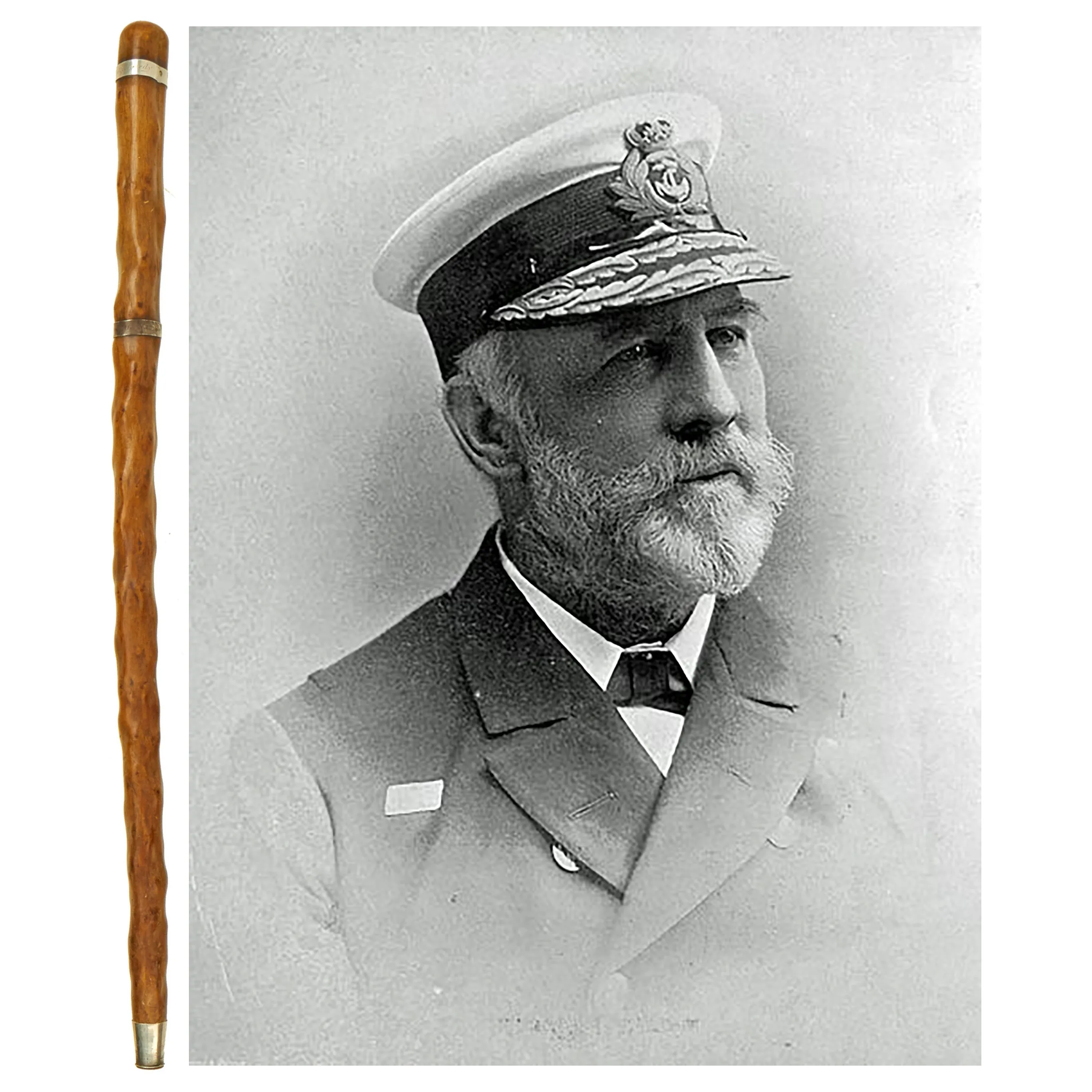 Original Victorian Era Royal Navy Named Silver Mounted Walking Swagger Stick of Admiral Sir William Robert Kennedy, Commander-in-Chief, The Nore